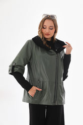 The Hudson Olive Green Leather Jacket