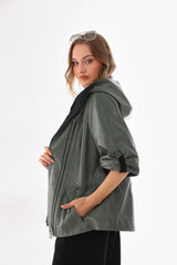 The Hudson Olive Green Leather Jacket