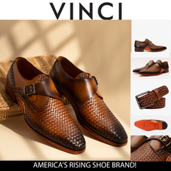 The Rolls Woven Tan Leather Single Monk Strap Handmade Shoe