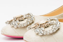 The Foggia Beige Leather Block Heel Pump Shoe