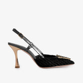 The Luna Black Leather Slingback Sandal