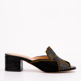 The Magnolia Black Glitter Leather Sandal