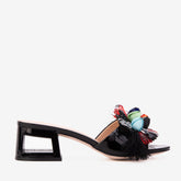 The Vigo Black Leather Block Heel Sandal
