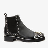 The Vuvulane Black Spike Leather Ankle Boot