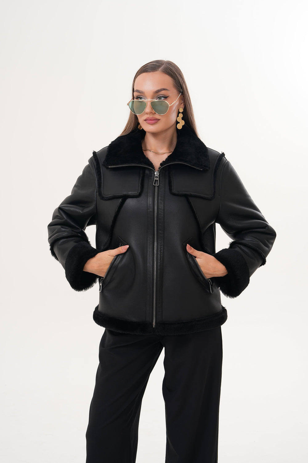 The Denali Black Shearling Leather Jacket