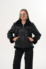 The Denali Black Shearling Leather Jacket
