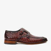The Turan Burgundy Woven Double Monk Strap Dress Shoe