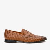 The Grand Woven Leather Tan Shoe Penny Loafer
