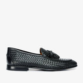 The Mclean Shoe Black Leather Woven Tassel Loafer Shoe