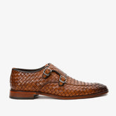 The Turan Brown Woven Double Monk Strap Dress Shoe