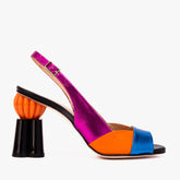 The Rize Multicolor Pumpkin Heel Leather Sandal