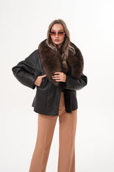 The Estelle Black Brown Shearling Leather Jacket