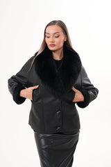 The Estelle Black Shearling Leather Jacket