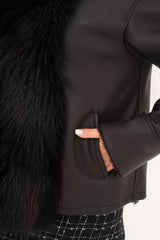 The Elise Black Shearling Leather Jacket