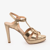 The Parisian Gold Leather T-Strap Platform Heel Sandal