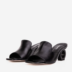 The Tory Black Leather Sandal