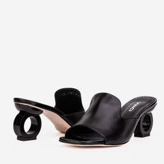 The Tory Black Leather Sandal