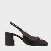 The Potomac Black Slingback Leather Sandal