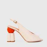 The Cimla Cream Leather Pumpkin Heel Sandal