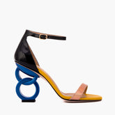 The Helix Heel Rose Gold Leather Sandal