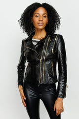 The Queen Pythn Skin Black Leather Jacket