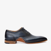 The Draco Handmade Navy Blue Semi Brogue Oxford Shoe