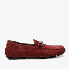 The Bari Burgundy Suede Leather Bit Drive Loafer Shoe