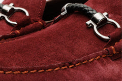 The Bari Burgundy Suede Leather Bit Drive Loafer Shoe