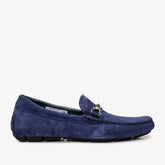 The Bari Navy Blue Suede Leather Bit Drive Loafer Shoe