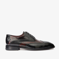The Dicle Black\/Burgundy Wingtip Semi Brogue Derby Shoe