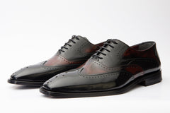 The Dicle Black\/Burgundy Wingtip Semi Brogue Derby Shoe