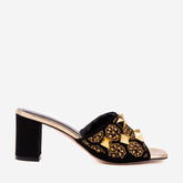 The Chantilly Black Glitter Leather Sandal