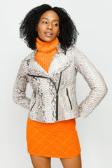 The Queen Pythn Leather Naturel Color Skin Jacket