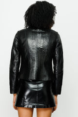 The Mekke Pythn Skin Black Leather Jacket