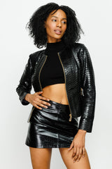 The Mekke Pythn Skin Black Leather Jacket