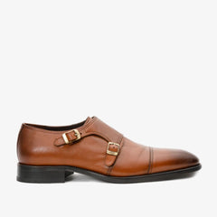 The Essen Brown Cap Toe Double Monk Strap Shoe