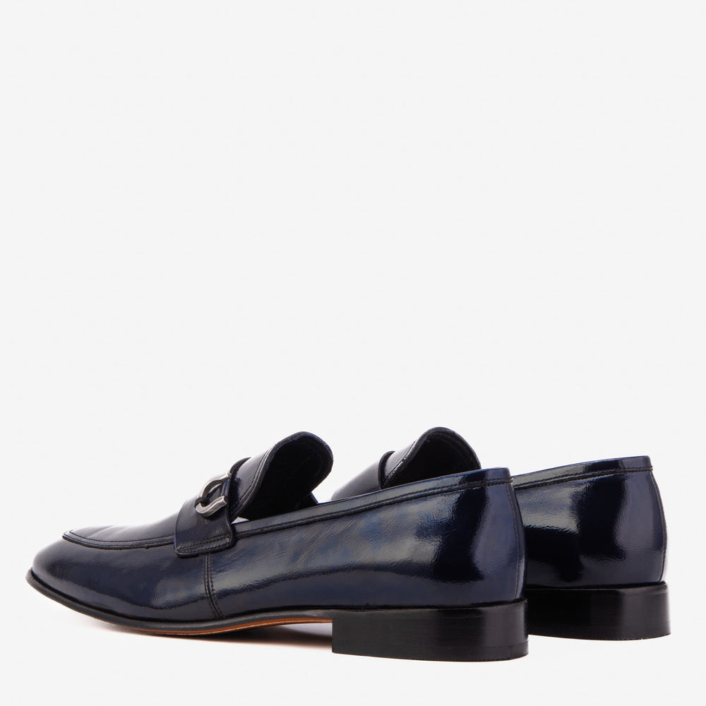 The Blackwell Navy Patent Bit Loafer Shoe