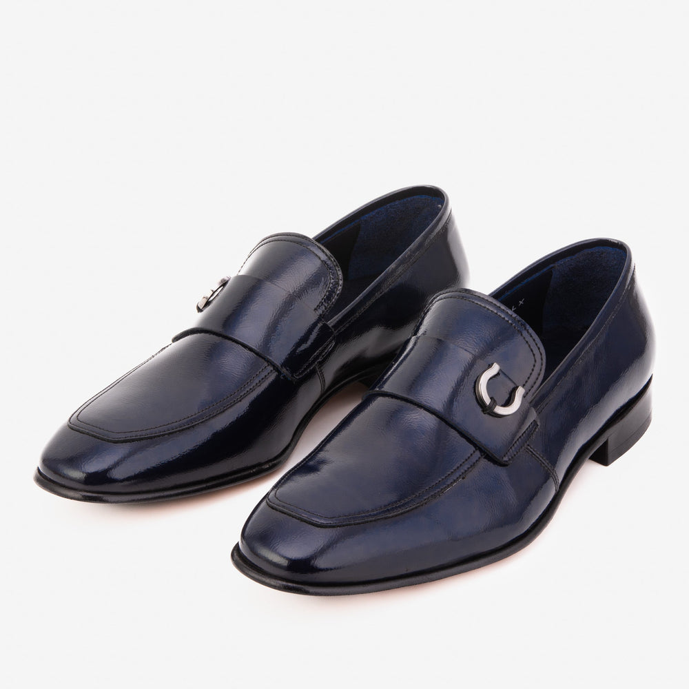 The Blackwell Navy Patent Bit Loafer Shoe