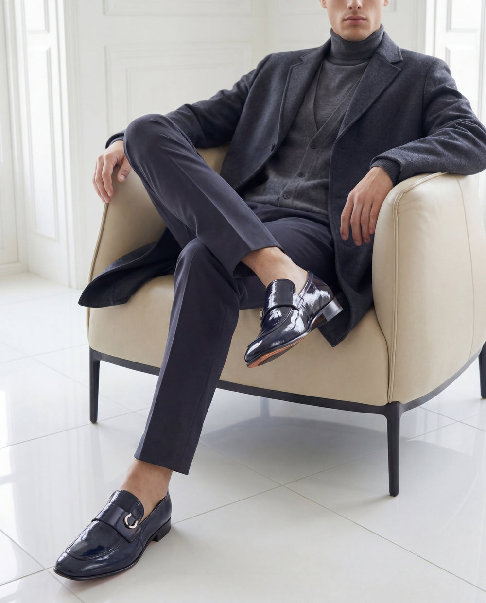 The Blackwell Navy Patent Bit Loafer Shoe