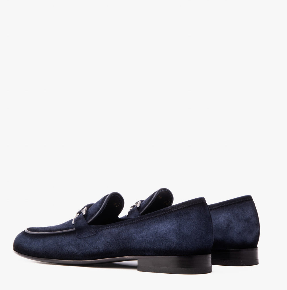 The Brooks Navy Suede Bit Loafer Shoe