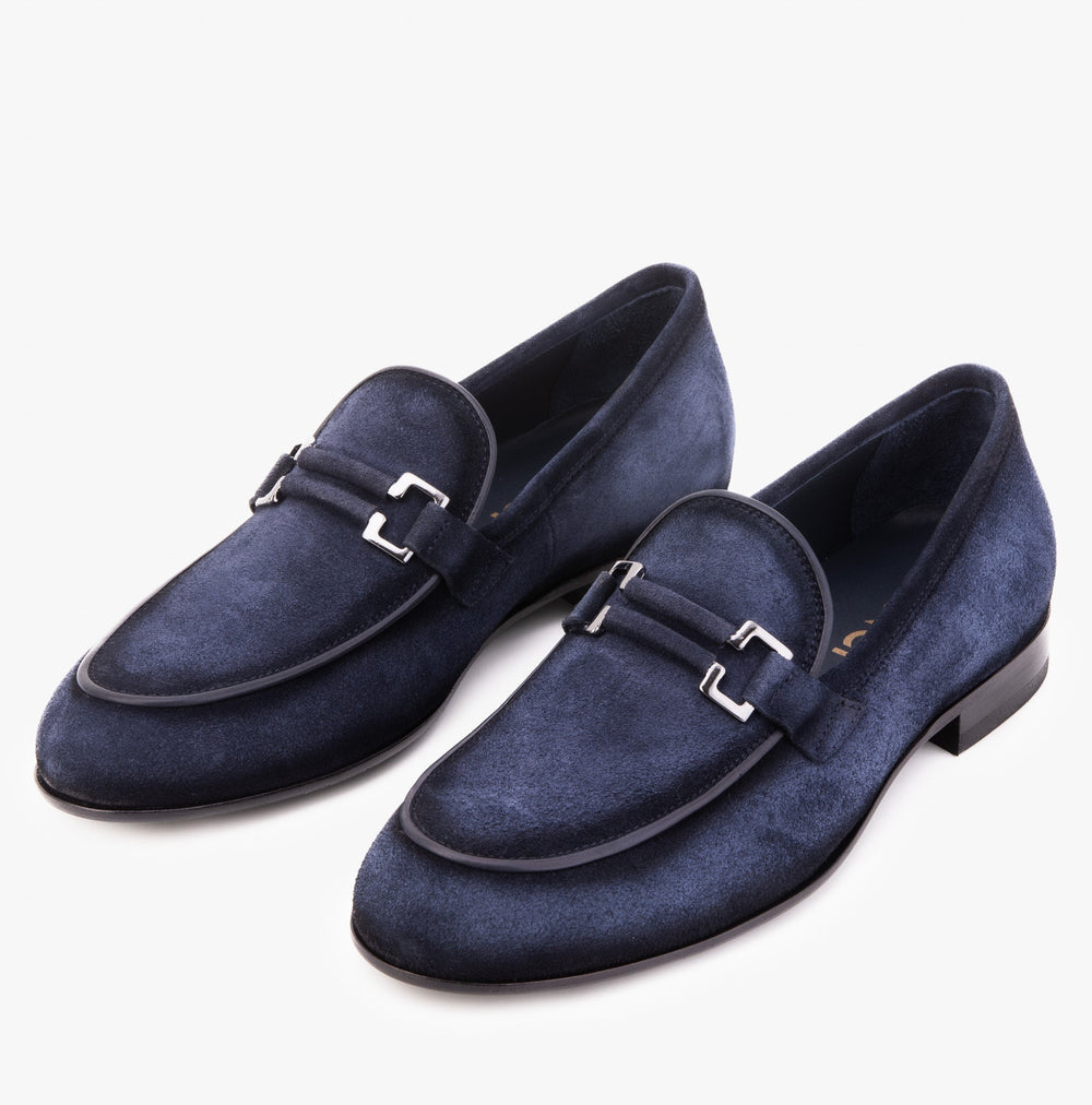The Brooks Navy Suede Bit Loafer Shoe