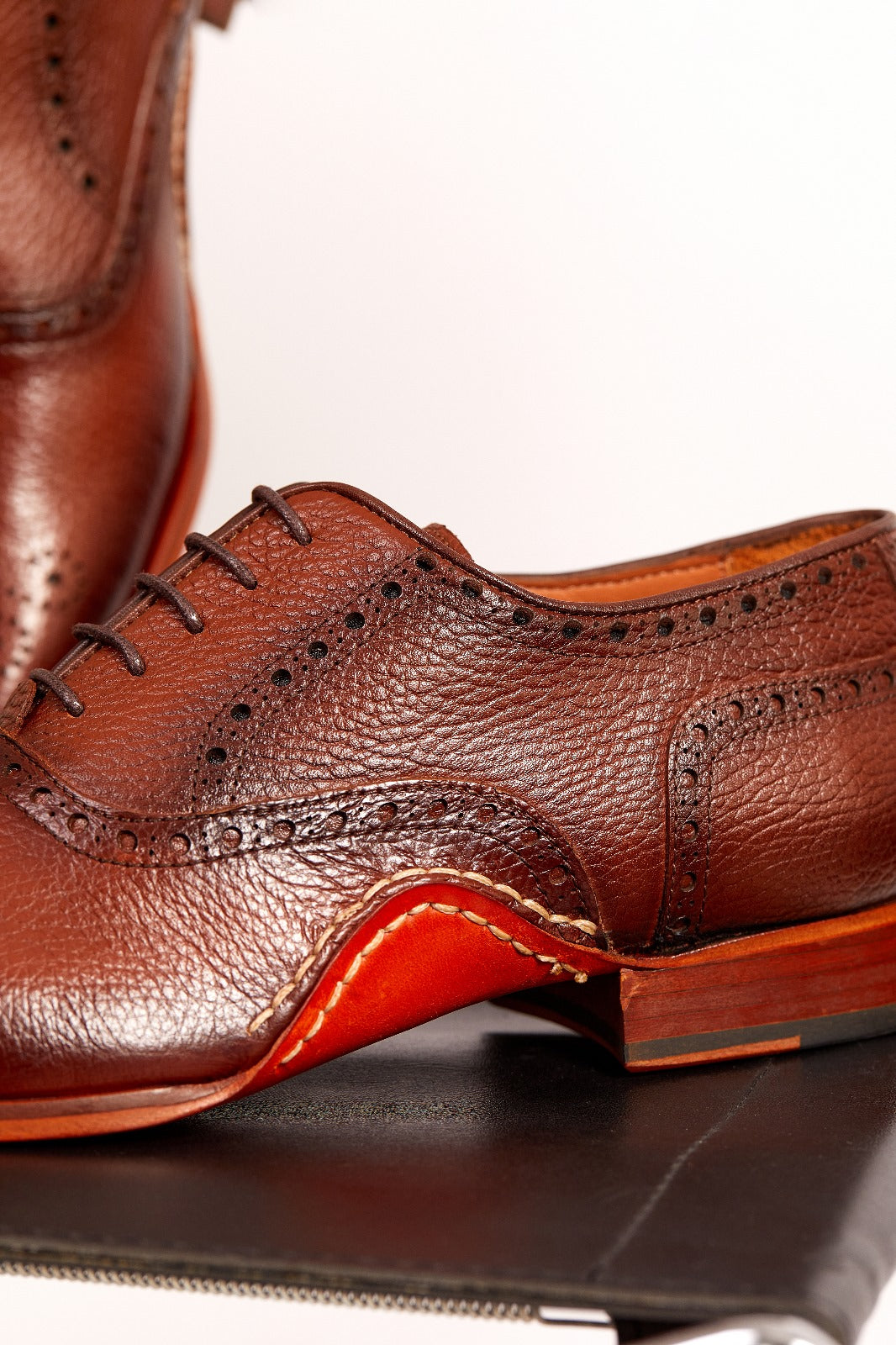 The Draco Handmade Tan Semi Brogue Oxford Shoe