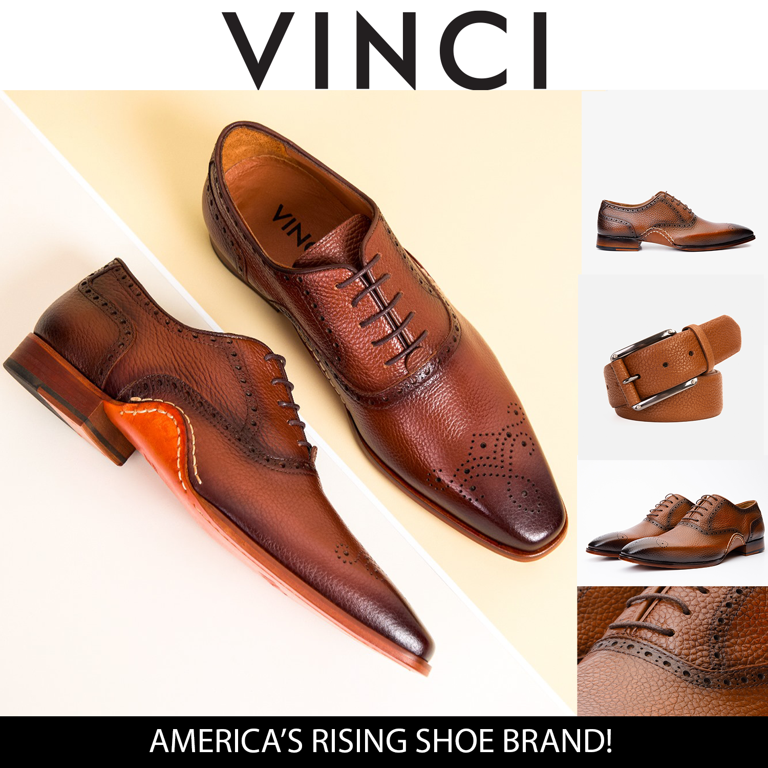 The Draco Handmade Tan Semi Brogue Oxford Shoe
