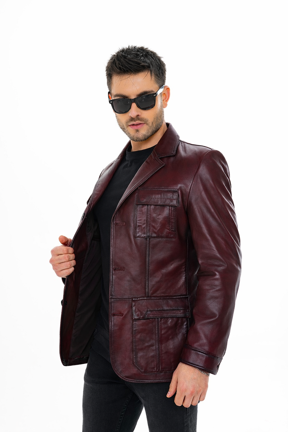 The Ravenna Burgundy Leather Jacket