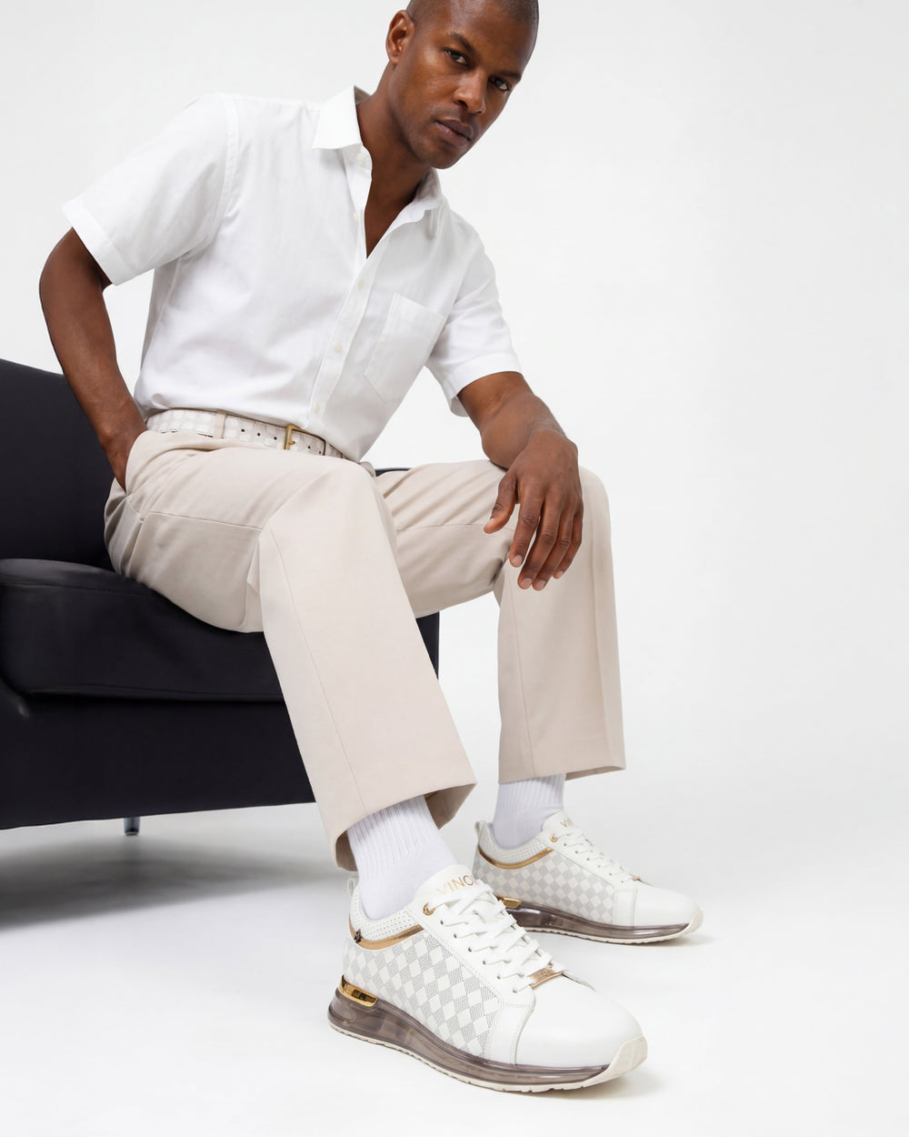 The Cenova White Gold Leather Sneaker