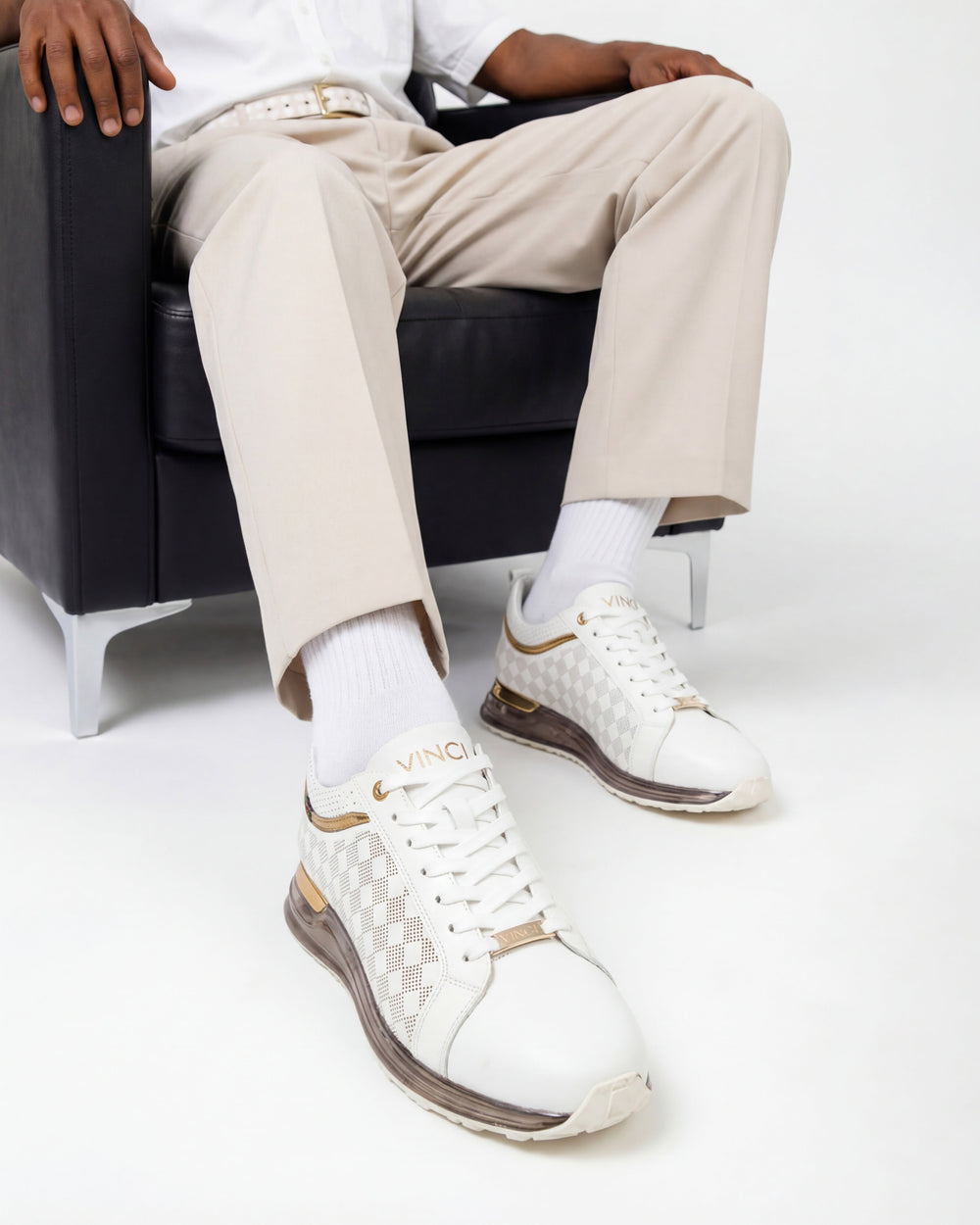 The Cenova White Gold Leather Sneaker