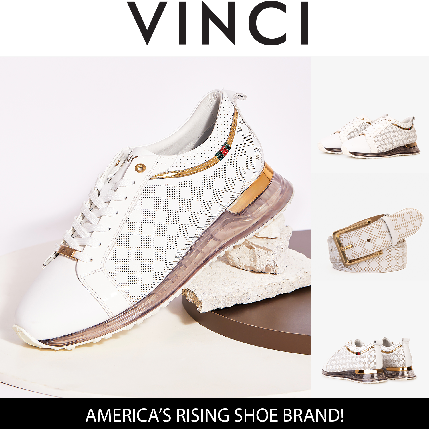 The Cenova White Gold Leather Sneaker