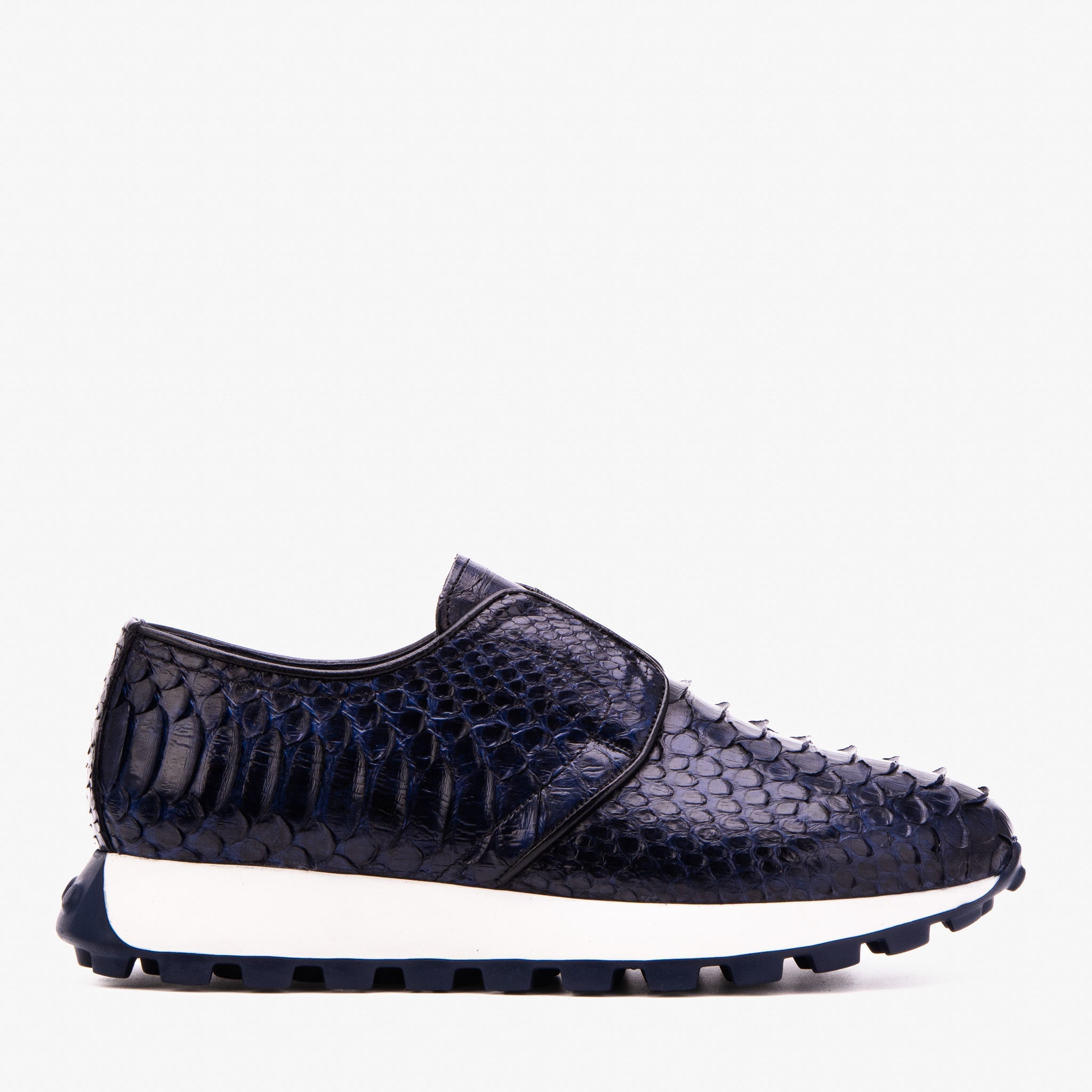 The Obsidian Navy Python Leather Sneaker