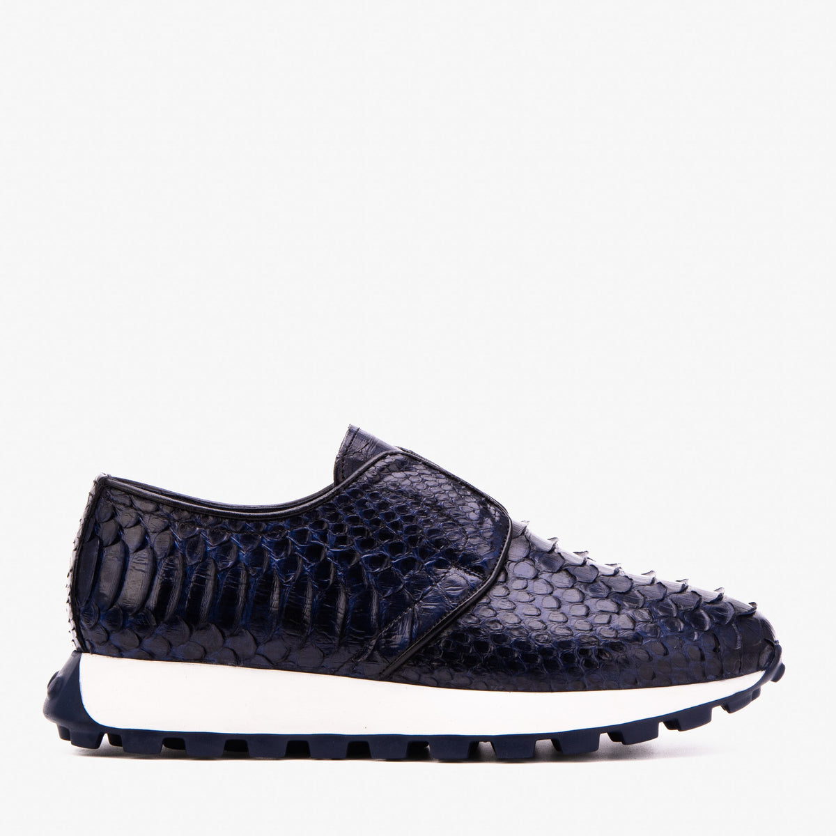 The Obsidian Navy Python Leather Sneaker