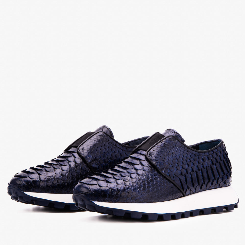 The Obsidian Navy Python Leather Sneaker
